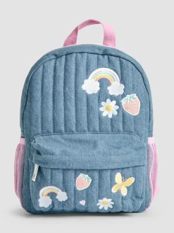 Jojo Maman Bébé Quilted Denim Embroidered Medium Backpack^ Bags