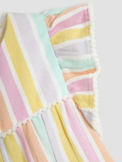 Discount Jojo Maman Bébé Rainbow Stripe Frill Sleeve Playsuit