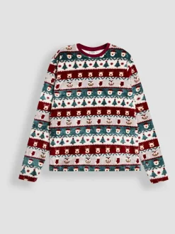 Jojo Maman Bébé Red Men's Christmas Fair Isle Fleece Pyjama Set^ Pyjamas