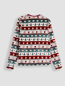 Jojo Maman Bébé Red Men's Christmas Fair Isle Fleece Pyjama Set^ Pyjamas