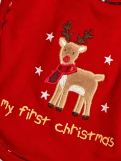 Jojo Maman Bébé Red My First Christmas Reindeer Bib^ Bibs
