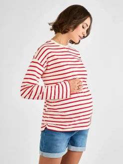 Online Jojo Maman Bébé Red Stripe Long Sleeve Boyfriend Maternity T-Shirt