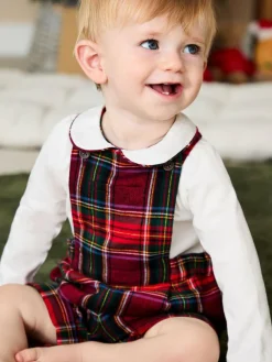 Clearance Jojo Maman Bébé Red Tartan 2-Piece Tartan Dungarees & Body Set
