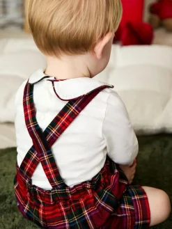 Clearance Jojo Maman Bébé Red Tartan 2-Piece Tartan Dungarees & Body Set