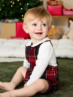 Clearance Jojo Maman Bébé Red Tartan 2-Piece Tartan Dungarees & Body Set