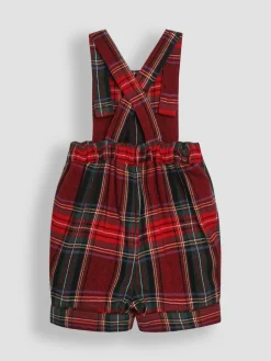 Clearance Jojo Maman Bébé Red Tartan 2-Piece Tartan Dungarees & Body Set
