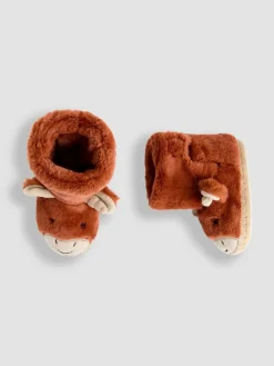 Discount Jojo Maman Bébé Plush Slipper Boots Rust Highland Cow