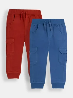 Online Jojo Maman Bébé Rust Orange & Royal Blue 2-Pack Cargo Joggers Rust Orange & Royal Blue