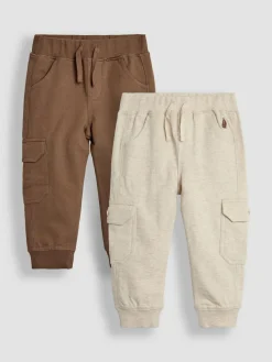Hot Jojo Maman Bébé Tan Brown & Natural Marl 2-Pack Cargo Joggers Tan Brown & Natural Marl
