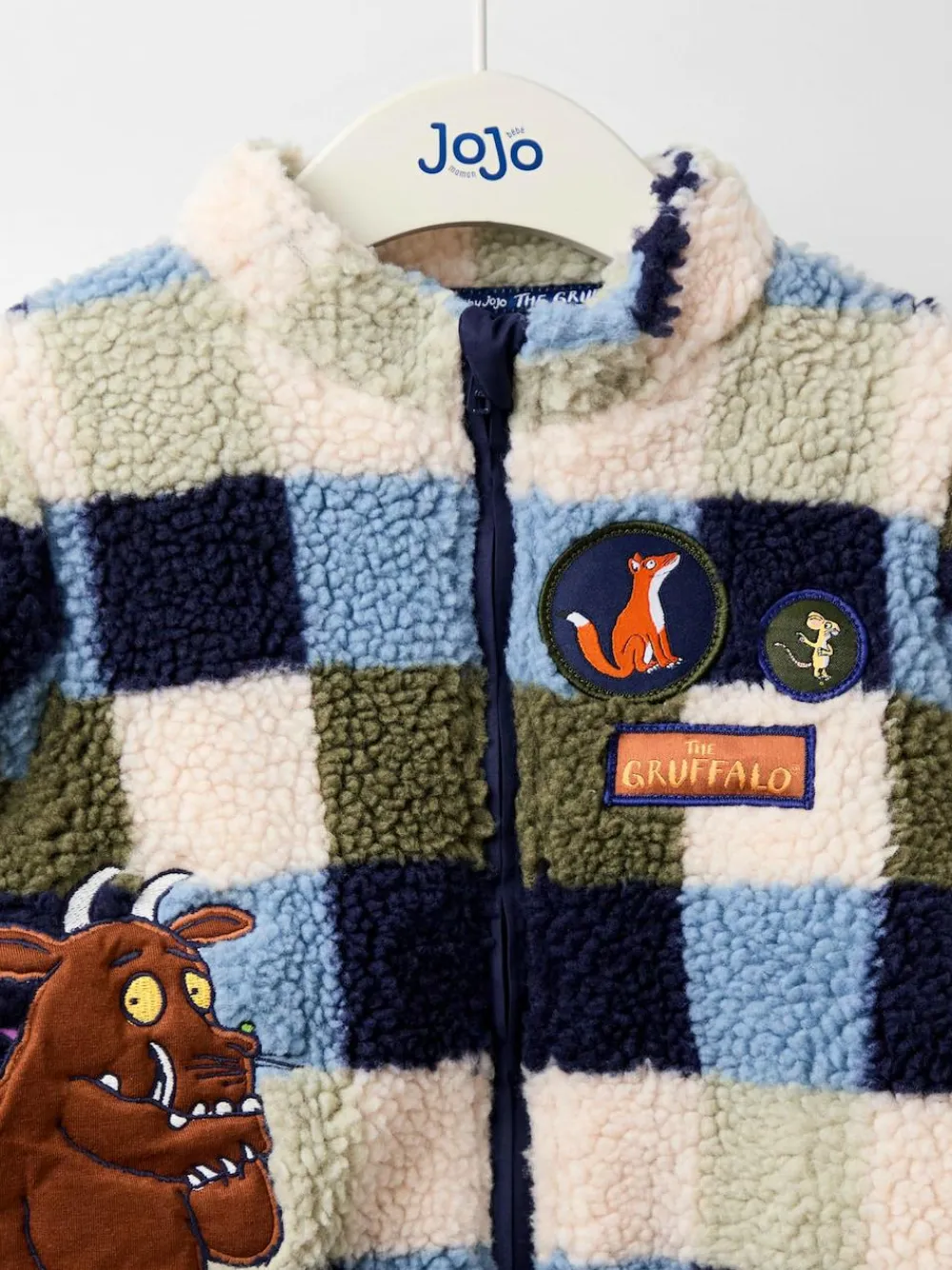 Hot Jojo Maman Bébé The Gruffalo Blue Appliqué Teddy Fleece Jacket