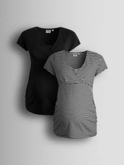 Discount Jojo Maman Bébé True Black 2-Pack Maternity And Nursing T-Shirts