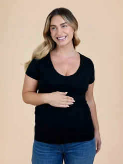 Discount Jojo Maman Bébé True Black 2-Pack Maternity And Nursing T-Shirts