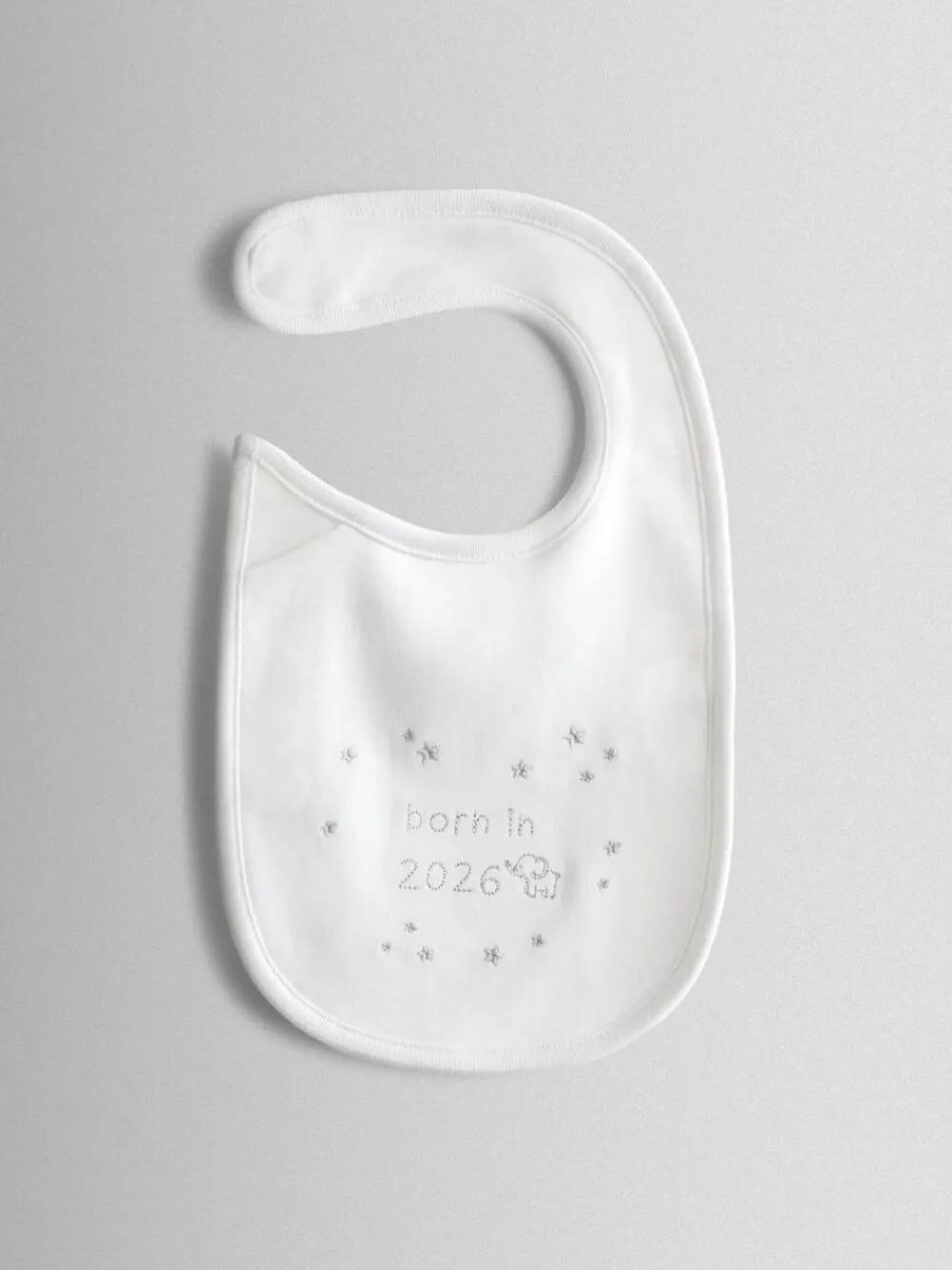 Jojo Maman Bébé White Born in 2026 Embroidered Bib