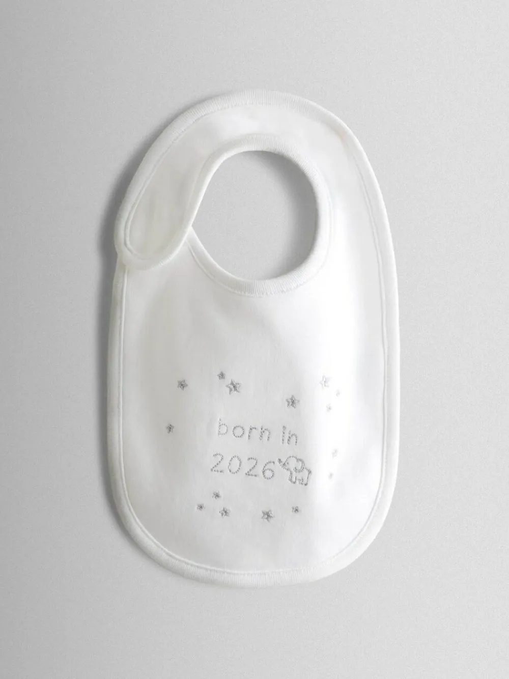 Jojo Maman Bébé White Born in 2026 Embroidered Bib
