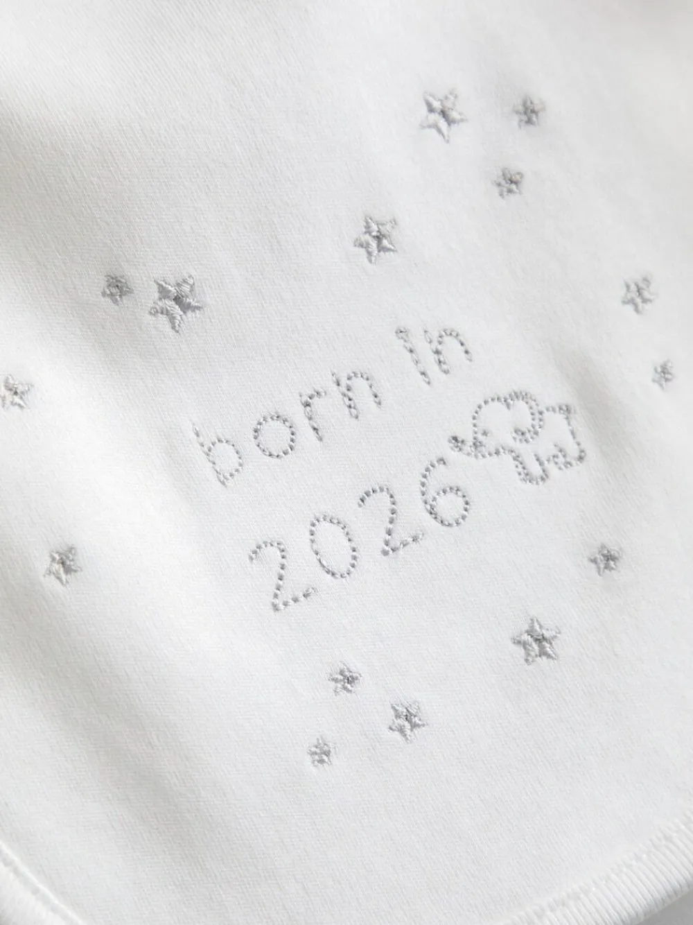 Jojo Maman Bébé White Born in 2026 Embroidered Bib