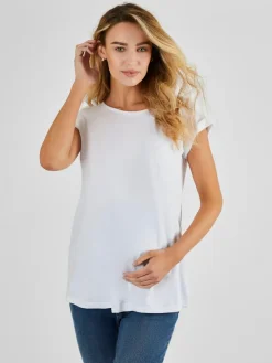Outlet Jojo Maman Bébé White Boyfriend Maternity Cotton T-Shirt
