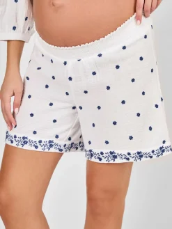Jojo Maman Bébé White Maternity Embroidered Shorts^Women Shorts