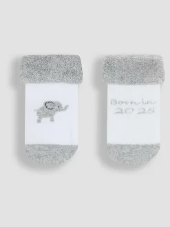 Jojo Maman Bébé White 2-Pack Born In 2025 Baby Socks^BOY Socks|Nightwear