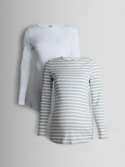 Jojo Maman Bébé White 2-Pack Ribbed Maternity & Nursing Top^Women Loungewear