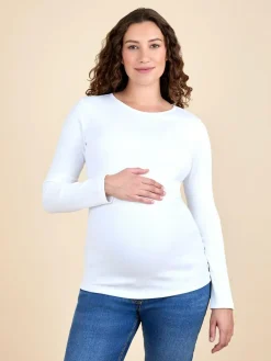 Jojo Maman Bébé White 2-Pack Ribbed Maternity & Nursing Top^Women Loungewear