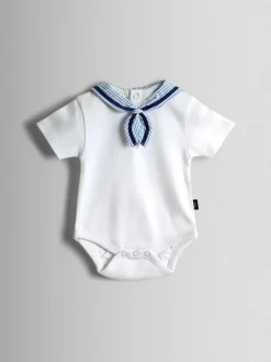 Clearance Jojo Maman Bébé White Sailor Collar Bodysuit
