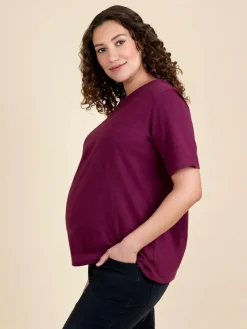 Jojo Maman Bébé Wine Oversized Boyfriend Maternity T-Shirt^Women Loungewear