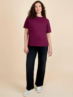 Jojo Maman Bébé Wine Oversized Boyfriend Maternity T-Shirt^Women Loungewear