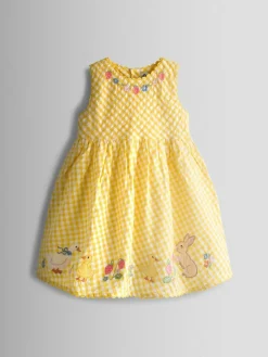 Discount Jojo Maman Bébé Appliqué Gingham Sleeveless Dress Yellow