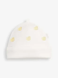 Outlet Jojo Maman Bébé Embroidered Cotton Baby Hat Yellow Duck
