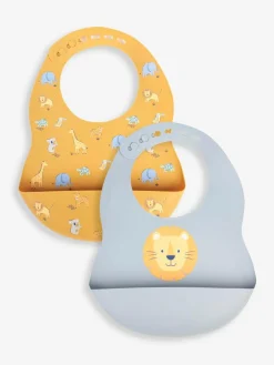 Jojo Maman Bébé Yellow Safari 2-Pack Silicone Bib Set