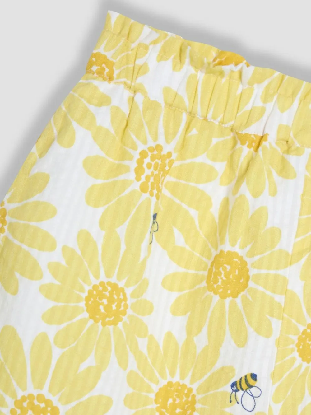 New Jojo Maman Bébé Yellow Sunflower Print 2-Piece Frill Shoulder Top & Short Set