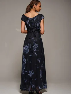 Jolie Moi Asymmetric Neck Mesh Maxi Dress^Women Maxi Dresses