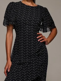 Hot Jolie Moi Ruffle Detail Chiffon Midaxi Dress Black