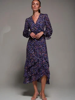 Jolie Moi Long Sleeve Frill Detail Mesh Maxi Dress^Women Occasionwear|Occasion Dresses