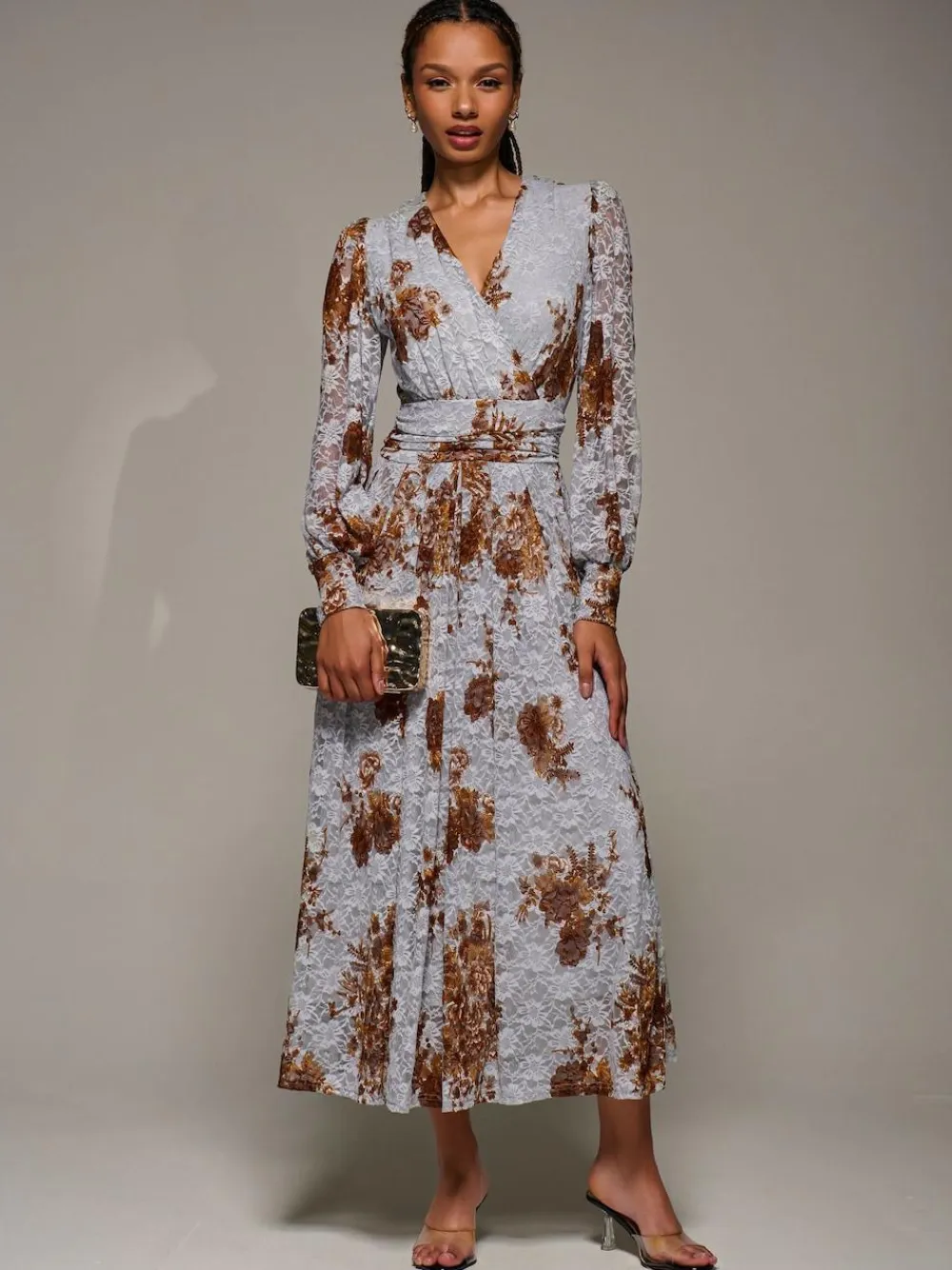 Jolie Moi Long Sleeve Printed Lace Midaxi Dress^Women Occasion Dresses