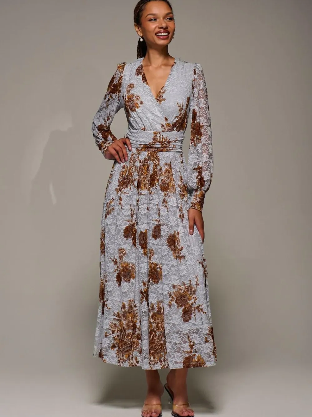 Jolie Moi Long Sleeve Printed Lace Midaxi Dress^Women Occasion Dresses