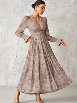 Best Jolie Moi Long Sleeve Mesh Maxi Dress Purple