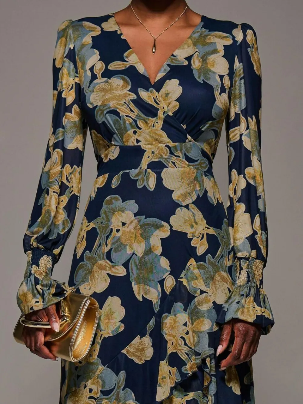 Best Jolie Moi Yellow Long Sleeve Ruffle Hem Mesh Maxi Dress