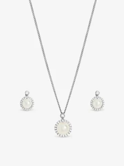 New Jon Richard Silver/Gold Plated and Cubic Zirconia Pearl Halo Box Set Gift Box