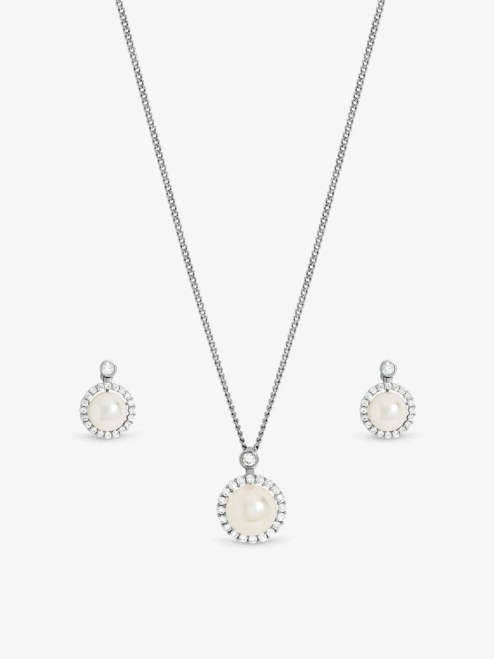 New Jon Richard Silver/Gold Plated and Cubic Zirconia Pearl Halo Box Set Gift Box