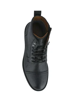 Online Jones Bootmaker Davide Leather Wide Fit Military Boots Black