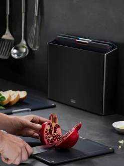 Joseph Joseph 4 Piece Black Folio Steel Carbon Black Chopping Board Set^ Branded Kitchenware