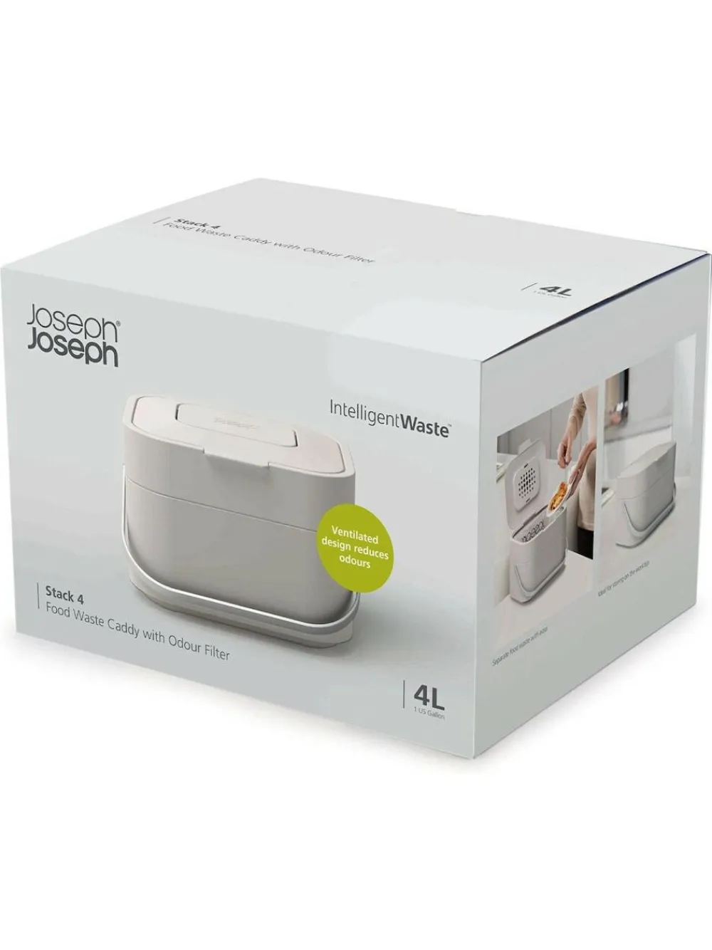 Joseph Joseph Stone Grey Stone Stack 4 Food Waste Caddy^ Branded Kitchenware