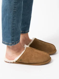 Clearance Just Sheepskin Mens Jude Sheepskin Slipper Brown/White