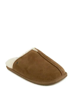 Clearance Just Sheepskin Mens Jude Sheepskin Slipper Brown/White