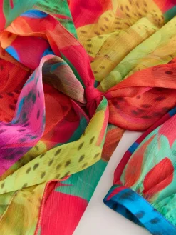 Next Kew Collection Bright Floral Occasion Long Sleeve Wrap Midi Dress^Women Occasion Dresses|Maxi Dresses