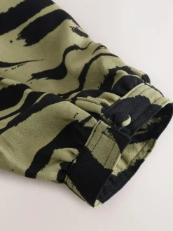 Discount Next Khaki Green Animal Print Long Sleeve V-Neck Blouse