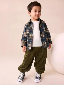 New Next Corduroy Cargo Trousers (3mths-7yrs) Khaki Green