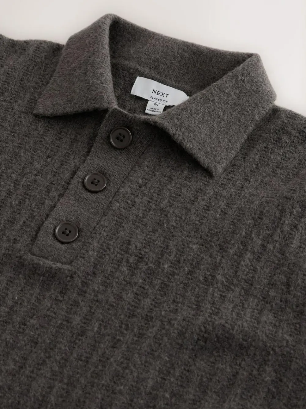 Next Cosy Rib Knit Long Sleeve Polo Shirt with Wool^ Knitwear|Knitwear