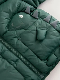 Discount Next Khaki Green Dinosaur Pocket Padded Coat (3mths-7yrs)